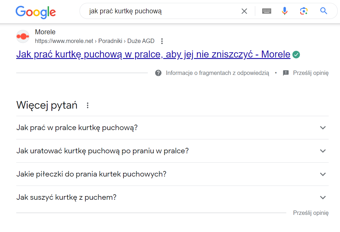 Podobne pytania Google